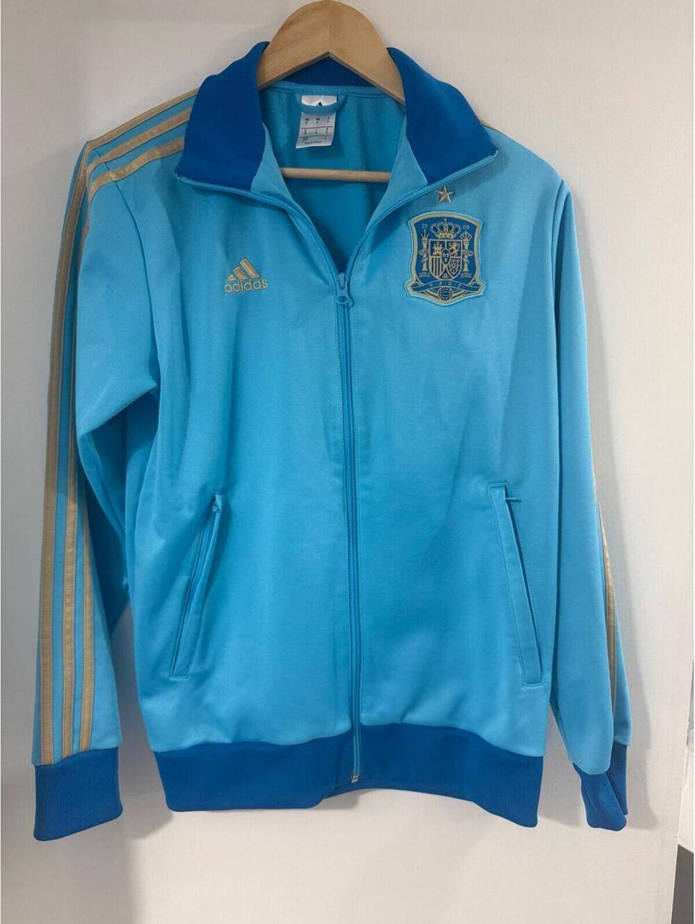 Adidas Spain National Team Track Jacket Men’s Small Blue Gold Full Zip Soccer
